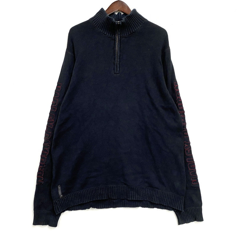 【中古品】【メンズ】 HARLEY-DAVIDSON ハーレーダビッドソン HALF ZIP KNIT SWEATER ハーフジップ ニット セーター トップス 146-260426-kh-13-izu サイズ：L カラー：ブラック 万代Net店