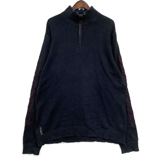 【中古品】【メンズ】 HARLEY-DAVIDSON ハーレーダビッドソン HALF ZIP KNIT SWEATER ハーフジップ ニット セーター トップス 146-260426-kh-13-izu サイズ：L カラー：ブラック 万代Net店