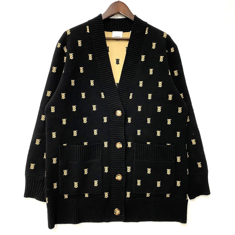 【中古品】【メンズ】 BURBERRY バーバリー 8021033 TB LOGO 総柄 CARDIGAN TBロゴ カーディガン トップス 141-260426-kh-03-izu サイズ：M カラー：ブラック×ベージュ 万代Net店