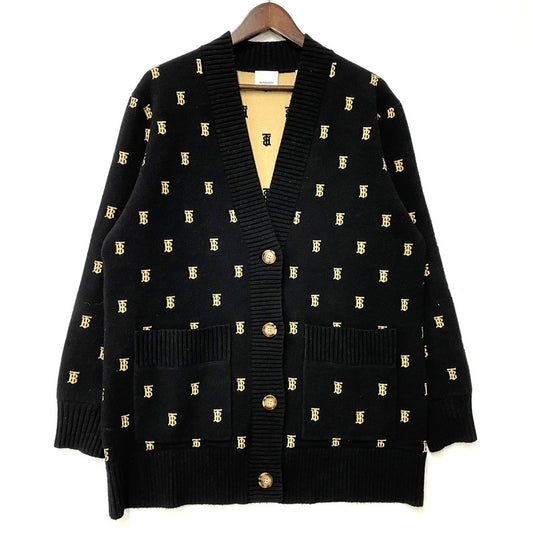 【中古品】【メンズ】 BURBERRY バーバリー 8021033 TB LOGO 総柄 CARDIGAN TBロゴ カーディガン トップス 141-260426-kh-03-izu サイズ：M カラー：ブラック×ベージュ 万代Net店