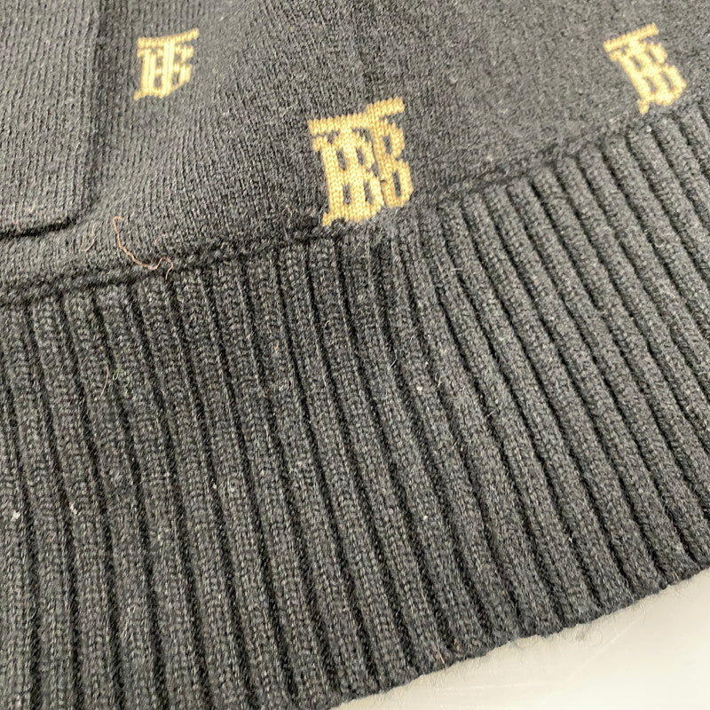 【中古品】【メンズ】 BURBERRY バーバリー 8021033 TB LOGO 総柄 CARDIGAN TBロゴ カーディガン トップス 141-260426-kh-03-izu サイズ：M カラー：ブラック×ベージュ 万代Net店