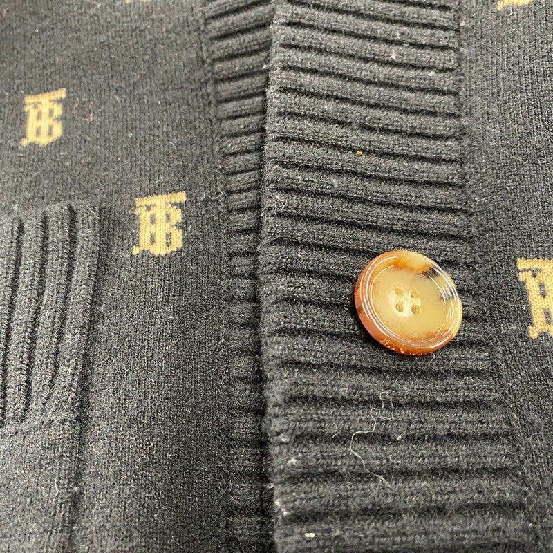 【中古品】【メンズ】 BURBERRY バーバリー 8021033 TB LOGO 総柄 CARDIGAN TBロゴ カーディガン トップス 141-260426-kh-03-izu サイズ：M カラー：ブラック×ベージュ 万代Net店