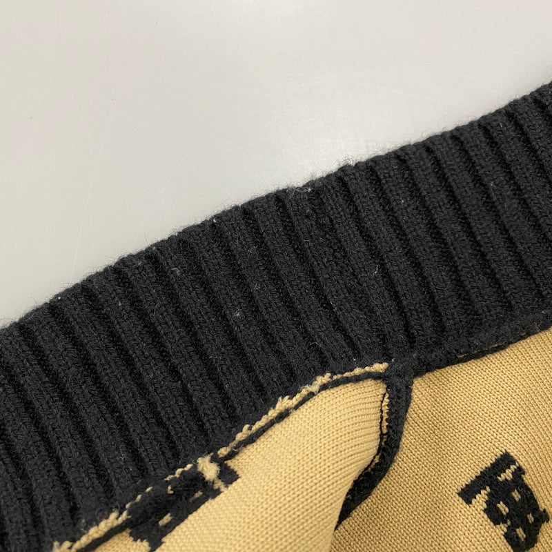 【中古品】【メンズ】 BURBERRY バーバリー 8021033 TB LOGO 総柄 CARDIGAN TBロゴ カーディガン トップス 141-260426-kh-03-izu サイズ：M カラー：ブラック×ベージュ 万代Net店