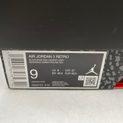 【中古品】【メンズ】 NIKE ナイキ AIR JORDAN 3 RETRO DN3707-010 エア ジョーダン 3 レトロ スニーカー シューズ 靴 160-260426-as-05-izu サイズ：27cm カラー：BLACK/FIRE RED-CEMENT GREY 万代Net店