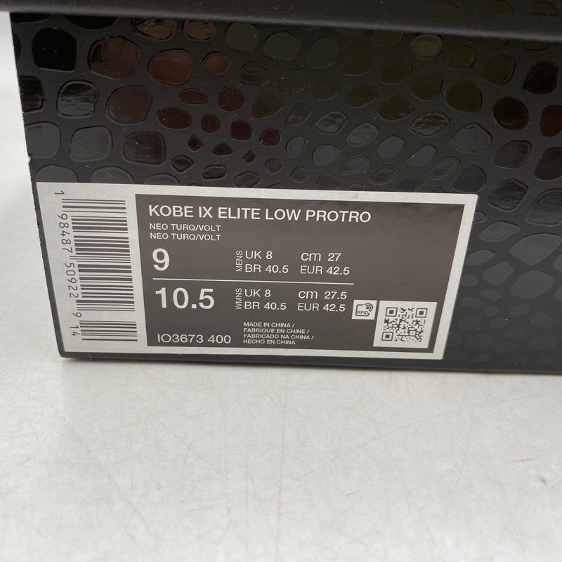 【中古美品】【メンズ】 NIKE ナイキ KOBE 9 ELITE LOW PROTRO IO3673-400 コービー 9 エリート ロー プロトロ スニーカー シューズ 靴 160-260426-as-08-izu サイズ：27cm カラー：NEO TURQUOISE/VOLT 万代Net店