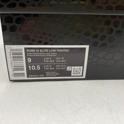 【中古美品】【メンズ】 NIKE ナイキ KOBE 9 ELITE LOW PROTRO IM0465-500 コービー 9 エリート ロー プロトロ スニーカー シューズ 靴 160-260426-as-04-izu サイズ：27cm カラー：HYPER GRAPE/WHITE-CAVE PURPLE 万代Net店
