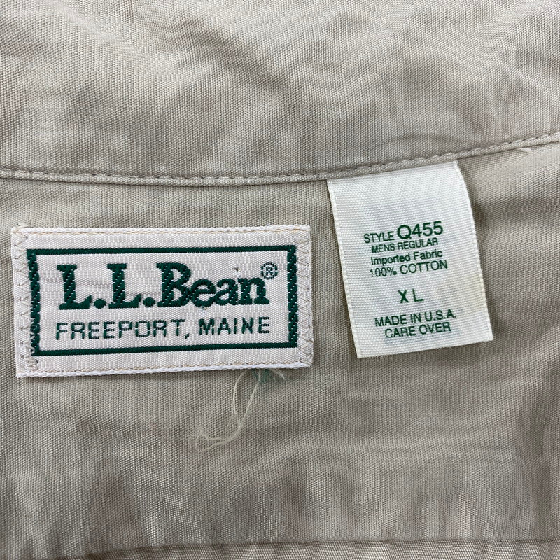 【中古品】【メンズ】 L.L.Bean エルエルビーン Q455 USA製 80’S SAFARI SHIRT サファリ シャツ トップス 長袖 146-260428-cs-17-izu サイズ：XL カラー：ベージュ 万代Net店