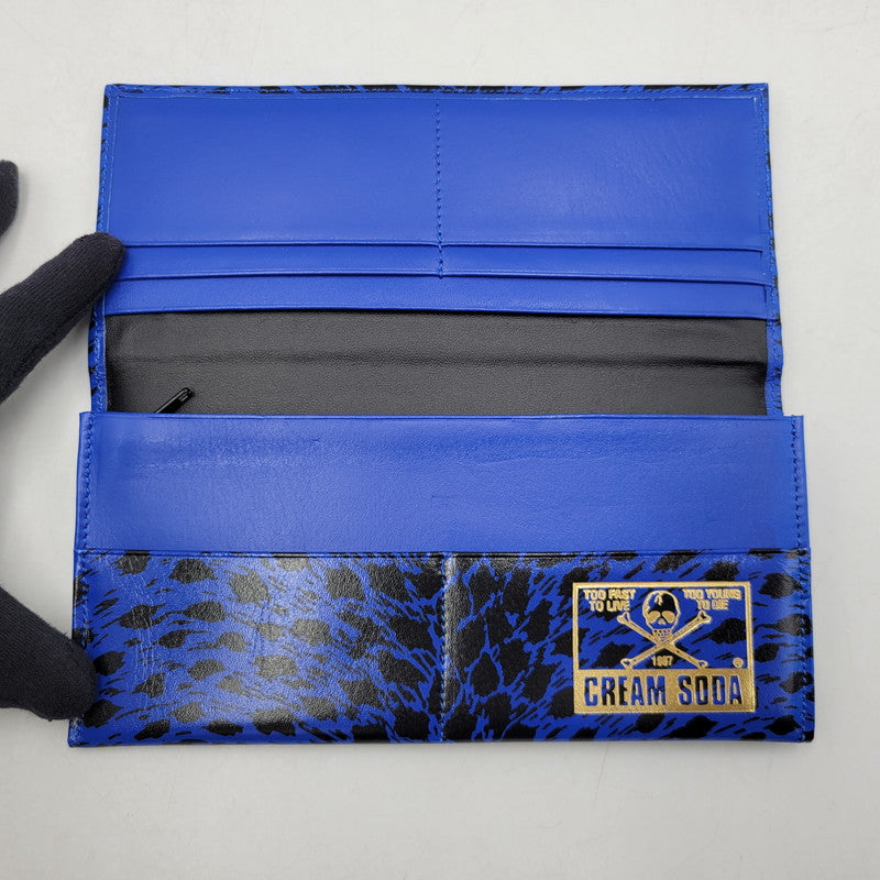 【中古品】【メンズ/レディース】 CREAM SODA クリームソーダ LONG WALLET LEOPARD ロングウォレット レオパード 財布 サイフ 200-260427-ay-03-izu カラー：ブルー 万代Net店