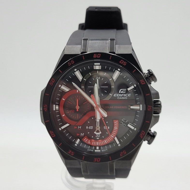 【中古品】【メンズ/レディース】 CASIO カシオ EDIFICE SOLAR POWERED CHRONOGRAPH EQS-920PB ソーラー パワー クロノグラフ クォーツ 腕時計 197-260427-ay-05-izu カラー：ブラック×レッド 万代Net店