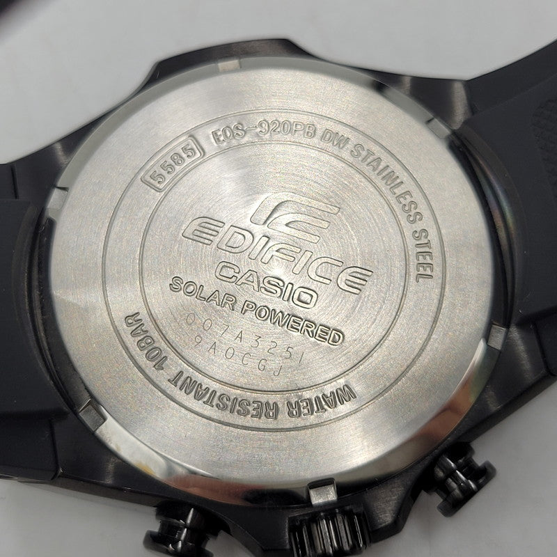 【中古品】【メンズ/レディース】 CASIO カシオ EDIFICE SOLAR POWERED CHRONOGRAPH EQS-920PB ソーラー パワー クロノグラフ クォーツ 腕時計 197-260427-ay-05-izu カラー：ブラック×レッド 万代Net店
