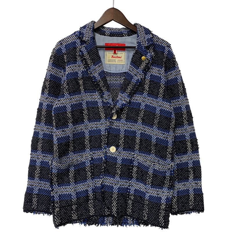 【中古品】【メンズ】 COOHEM コーヘン × YONETOMI ヨネトミ GENUINE KNIT TWEED TAILORED JACKET ニット ツイード テーラードジャケット アウター 147-260429-kh-03-izu サイズ：48 カラー：ブルー系 万代Net店