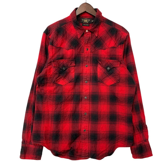 【中古品】【メンズ】 RRL ダブルアールエル WESTERN OMBRE CHECK ウェスタン オンブレ チェック L/S ロングスリーブ SHIRT シャツ トップス 長袖 145-260428-ya-09-izu サイズ：L カラー：RED×BLACK 万代Net店
