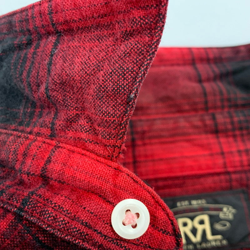 【中古品】【メンズ】 RRL ダブルアールエル WESTERN OMBRE CHECK ウェスタン オンブレ チェック L/S ロングスリーブ SHIRT シャツ トップス 長袖 145-260428-ya-09-izu サイズ：L カラー：RED×BLACK 万代Net店