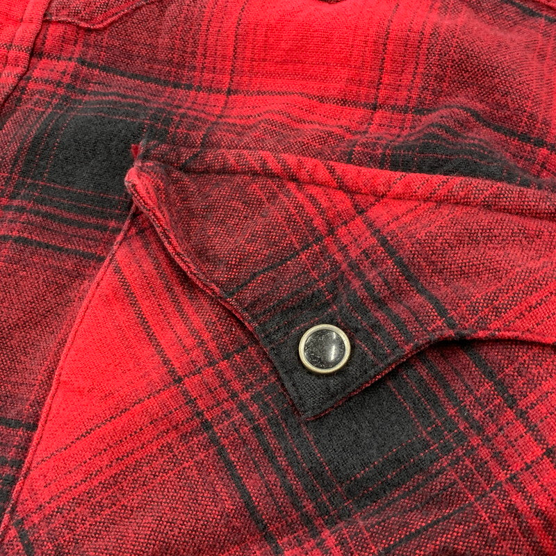 【中古品】【メンズ】 RRL ダブルアールエル WESTERN OMBRE CHECK ウェスタン オンブレ チェック L/S ロングスリーブ SHIRT シャツ トップス 長袖 145-260428-ya-09-izu サイズ：L カラー：RED×BLACK 万代Net店