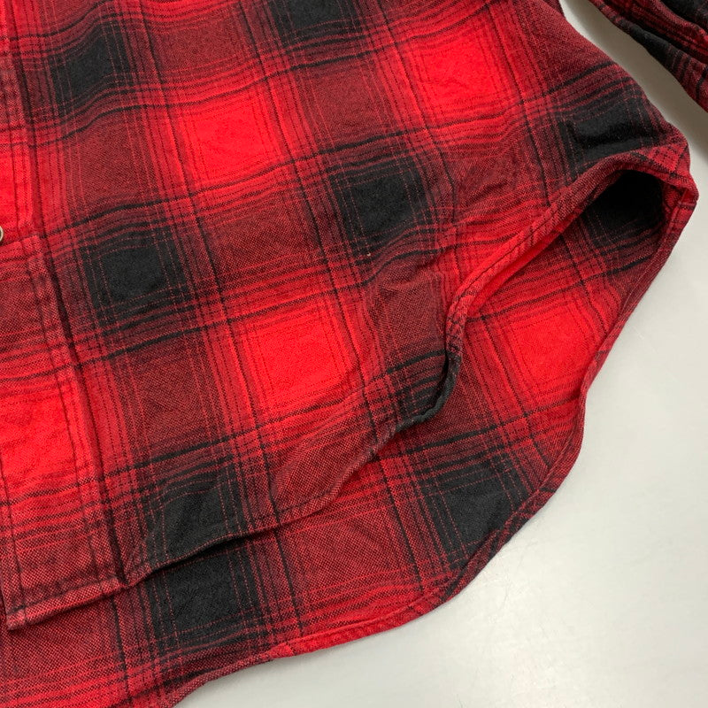 【中古品】【メンズ】 RRL ダブルアールエル WESTERN OMBRE CHECK ウェスタン オンブレ チェック L/S ロングスリーブ SHIRT シャツ トップス 長袖 145-260428-ya-09-izu サイズ：L カラー：RED×BLACK 万代Net店