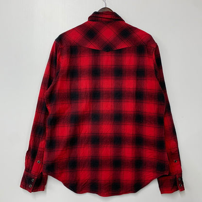 【中古品】【メンズ】 RRL ダブルアールエル WESTERN OMBRE CHECK ウェスタン オンブレ チェック L/S ロングスリーブ SHIRT シャツ トップス 長袖 145-260428-ya-09-izu サイズ：L カラー：RED×BLACK 万代Net店