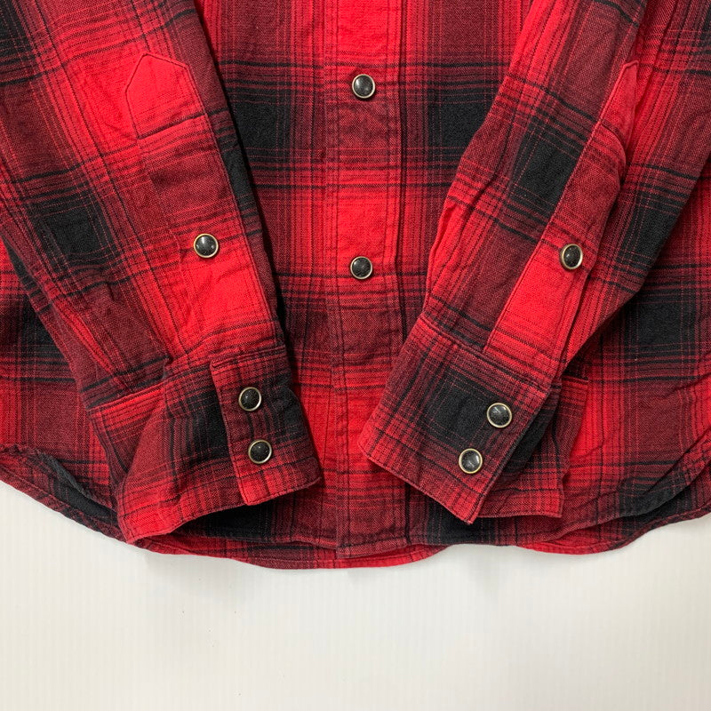 【中古品】【メンズ】 RRL ダブルアールエル WESTERN OMBRE CHECK ウェスタン オンブレ チェック L/S ロングスリーブ SHIRT シャツ トップス 長袖 145-260428-ya-09-izu サイズ：L カラー：RED×BLACK 万代Net店