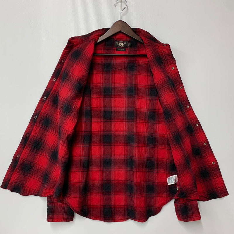【中古品】【メンズ】 RRL ダブルアールエル WESTERN OMBRE CHECK ウェスタン オンブレ チェック L/S ロングスリーブ SHIRT シャツ トップス 長袖 145-260428-ya-09-izu サイズ：L カラー：RED×BLACK 万代Net店