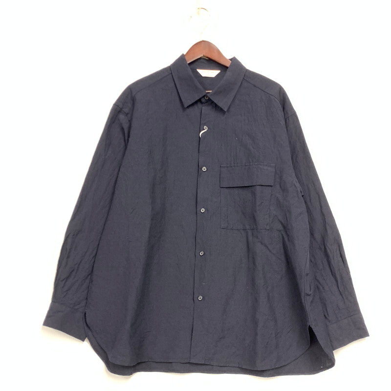 【中古美品】【メンズ】 STILL BY HAND スティル バイ ハンド SH03254 WOOL LINEN REGULAR COLLAR SHIRT ウール リネン レギュラーカラー シャツ トップス 長袖 140-260430-ya-13-izu サイズ：48 カラー：NAVY 万代Net店