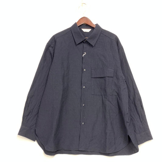 【中古美品】【メンズ】 STILL BY HAND スティル バイ ハンド SH03254 WOOL LINEN REGULAR COLLAR SHIRT ウール リネン レギュラーカラー シャツ トップス 長袖 140-260430-ya-13-izu サイズ：48 カラー：NAVY 万代Net店