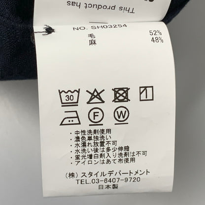【中古美品】【メンズ】 STILL BY HAND スティル バイ ハンド SH03254 WOOL LINEN REGULAR COLLAR SHIRT ウール リネン レギュラーカラー シャツ トップス 長袖 140-260430-ya-13-izu サイズ：48 カラー：NAVY 万代Net店