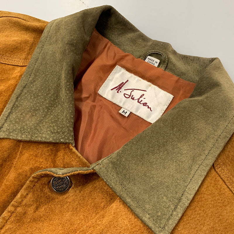 【現状渡し品】【メンズ】 M.JULIAN エム・ジュリアン 80-90S GENUINE LEATHER COVERALL ジェニュインレザー カバーオール アウター 146-260430-ya-14-izu サイズ：M カラー：BROWN 万代Net店