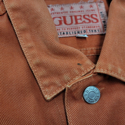 【中古品】【メンズ】 Guess ゲス DENIM TRACKER JACKET デニム トラッカージャケット USA製 146-260504-as-07-izu サイズ：XXL カラー：オレンジ 万代Net店