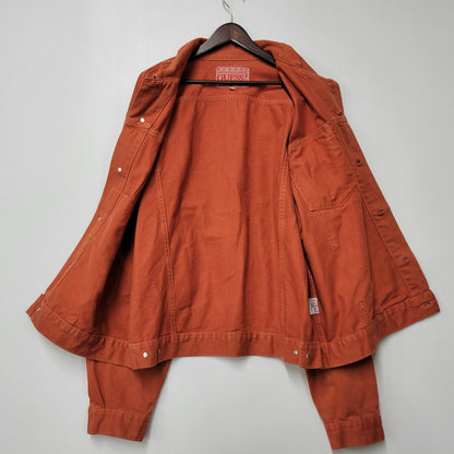【中古品】【メンズ】 Guess ゲス DENIM TRACKER JACKET デニム トラッカージャケット USA製 146-260504-as-07-izu サイズ：XXL カラー：オレンジ 万代Net店
