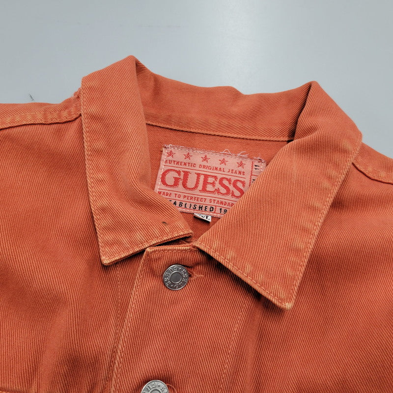 【中古品】【メンズ】 Guess ゲス DENIM TRACKER JACKET デニム トラッカージャケット USA製 146-260504-as-07-izu サイズ：XXL カラー：オレンジ 万代Net店
