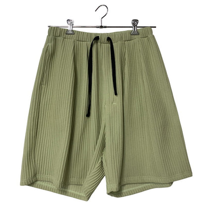 【中古美品】【メンズ】 ANCELLM アンセルム ANC-PT125 WRINKLED STRIPE TUCK SHORT ストライプ タック ショーツ ショートパンツ ボトムス 151-260501-kh-03-izu サイズ：1 カラー：WASABI 万代Net店