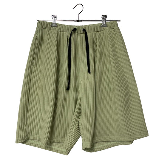 【中古美品】【メンズ】 ANCELLM アンセルム ANC-PT125 WRINKLED STRIPE TUCK SHORT ストライプ タック ショーツ ショートパンツ ボトムス 151-260501-kh-03-izu サイズ：1 カラー：WASABI 万代Net店