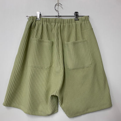 【中古美品】【メンズ】 ANCELLM アンセルム ANC-PT125 WRINKLED STRIPE TUCK SHORT ストライプ タック ショーツ ショートパンツ ボトムス 151-260501-kh-03-izu サイズ：1 カラー：WASABI 万代Net店
