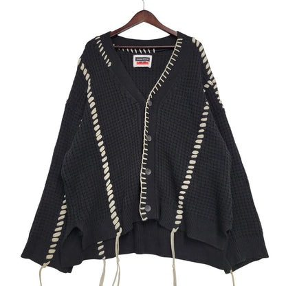 【中古品】【メンズ】 MAISON SPECIAL メゾン スペシャル 11212361340 鬼ワッフル クレイジーステッチ プライムオーバー Vネック カーディガン トップス 140-260505-kh-07-izu サイズ：02 カラー：ブラック 万代Net店