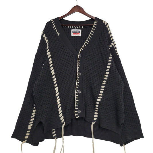 【中古品】【メンズ】 MAISON SPECIAL メゾン スペシャル 11212361340 鬼ワッフル クレイジーステッチ プライムオーバー Vネック カーディガン トップス 140-260505-kh-07-izu サイズ：02 カラー：ブラック 万代Net店