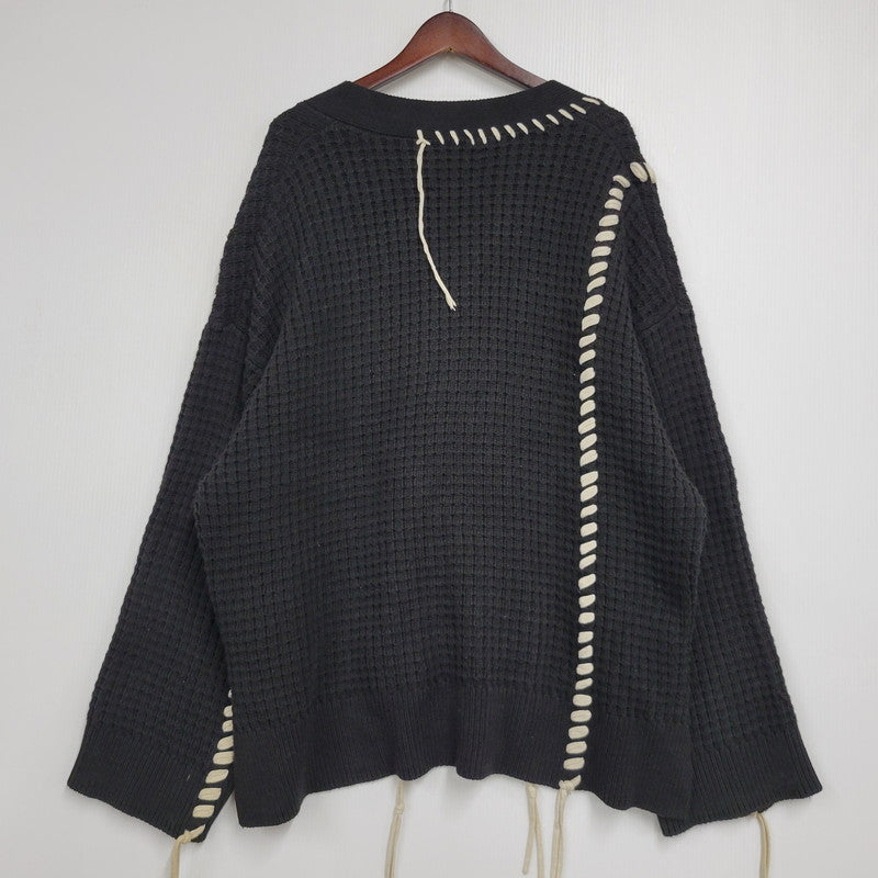 【中古品】【メンズ】 MAISON SPECIAL メゾン スペシャル 11212361340 鬼ワッフル クレイジーステッチ プライムオーバー Vネック カーディガン トップス 140-260505-kh-07-izu サイズ：02 カラー：ブラック 万代Net店