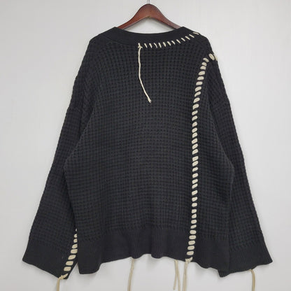 【中古品】【メンズ】 MAISON SPECIAL メゾン スペシャル 11212361340 鬼ワッフル クレイジーステッチ プライムオーバー Vネック カーディガン トップス 140-260505-kh-07-izu サイズ：02 カラー：ブラック 万代Net店