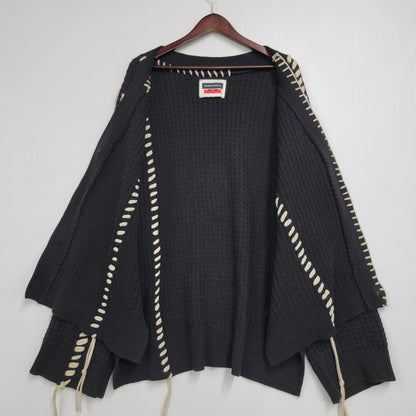 【中古品】【メンズ】 MAISON SPECIAL メゾン スペシャル 11212361340 鬼ワッフル クレイジーステッチ プライムオーバー Vネック カーディガン トップス 140-260505-kh-07-izu サイズ：02 カラー：ブラック 万代Net店
