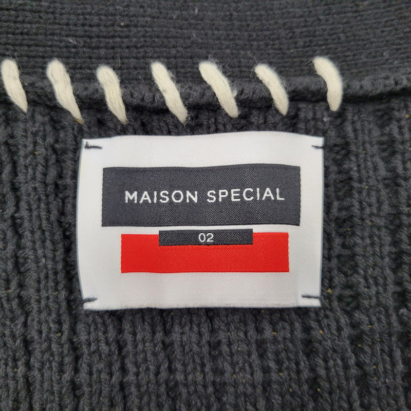 【中古品】【メンズ】 MAISON SPECIAL メゾン スペシャル 11212361340 鬼ワッフル クレイジーステッチ プライムオーバー Vネック カーディガン トップス 140-260505-kh-07-izu サイズ：02 カラー：ブラック 万代Net店