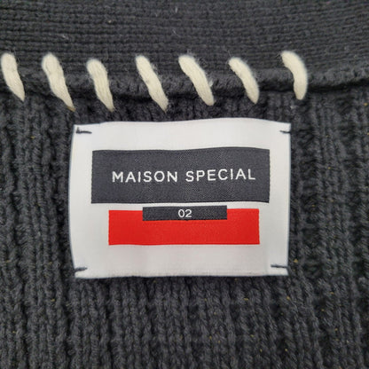 【中古品】【メンズ】 MAISON SPECIAL メゾン スペシャル 11212361340 鬼ワッフル クレイジーステッチ プライムオーバー Vネック カーディガン トップス 140-260505-kh-07-izu サイズ：02 カラー：ブラック 万代Net店