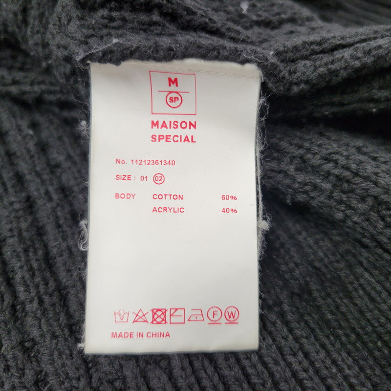 【中古品】【メンズ】 MAISON SPECIAL メゾン スペシャル 11212361340 鬼ワッフル クレイジーステッチ プライムオーバー Vネック カーディガン トップス 140-260505-kh-07-izu サイズ：02 カラー：ブラック 万代Net店