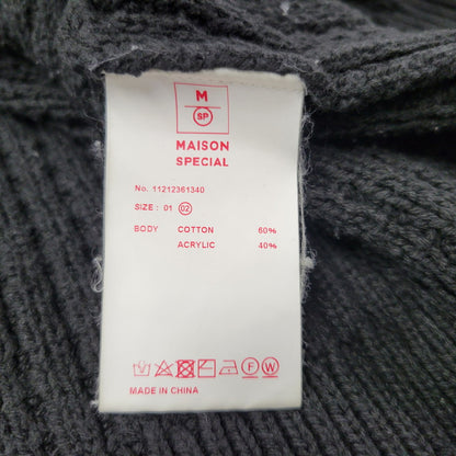 【中古品】【メンズ】 MAISON SPECIAL メゾン スペシャル 11212361340 鬼ワッフル クレイジーステッチ プライムオーバー Vネック カーディガン トップス 140-260505-kh-07-izu サイズ：02 カラー：ブラック 万代Net店