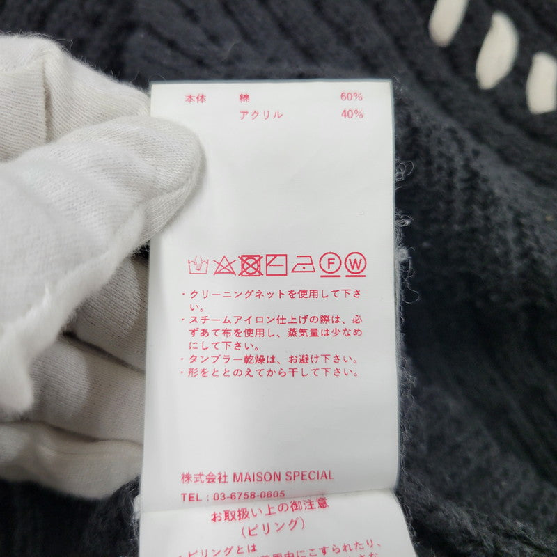 【中古品】【メンズ】 MAISON SPECIAL メゾン スペシャル 11212361340 鬼ワッフル クレイジーステッチ プライムオーバー Vネック カーディガン トップス 140-260505-kh-07-izu サイズ：02 カラー：ブラック 万代Net店