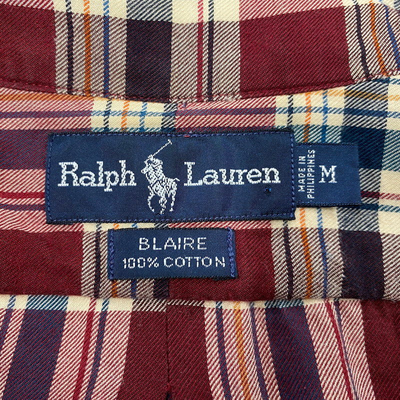 【中古品】【メンズ】 RALPH LAUREN ラルフローレン 90-00S BLAIRE CHECK LS BD SHIRT ブレア チェック ロングスリーブ ボタンダウン シャツ トップス 長袖 146-260429-cs-02-izu サイズ：M カラー：マルチ 万代Net店