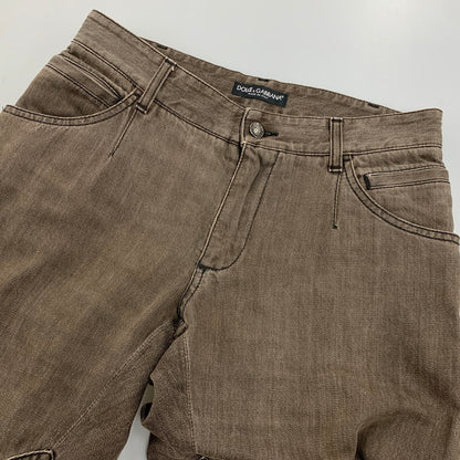 【中古品】【メンズ】 DOLCE&GABBANA ドルチェアンドガッバーナ G46NMD ZIP BOOT CUT DENIM PANTS ジップ ブーツ カット デニム パンツ ボトムス 152-260501-kh-02-izu サイズ：44 カラー：ブラウン 万代Net店