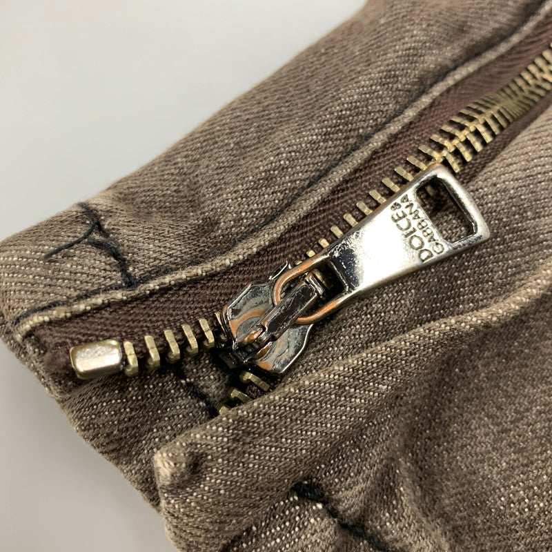 【中古品】【メンズ】 DOLCE&GABBANA ドルチェアンドガッバーナ G46NMD ZIP BOOT CUT DENIM PANTS ジップ ブーツ カット デニム パンツ ボトムス 152-260501-kh-02-izu サイズ：44 カラー：ブラウン 万代Net店