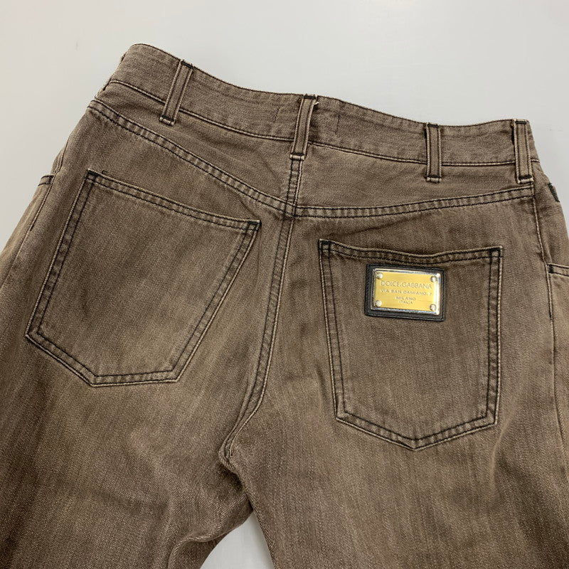 【中古品】【メンズ】 DOLCE&GABBANA ドルチェアンドガッバーナ G46NMD ZIP BOOT CUT DENIM PANTS ジップ ブーツ カット デニム パンツ ボトムス 152-260501-kh-02-izu サイズ：44 カラー：ブラウン 万代Net店