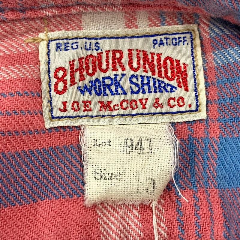 【中古品】【メンズ】 8HOUR UNION エイトアワーユニオン JOE MCCOY LIGHT FLANNEL SHIRTS LOT 941 ジョーマッコイ ライトフランネルシャツ チェック 長袖 145-260504-as-01-izu サイズ：15 カラー：ピンク系 万代Net店