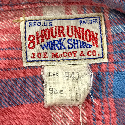【中古品】【メンズ】 8HOUR UNION エイトアワーユニオン JOE MCCOY LIGHT FLANNEL SHIRTS LOT 941 ジョーマッコイ ライトフランネルシャツ チェック 長袖 145-260504-as-01-izu サイズ：15 カラー：ピンク系 万代Net店