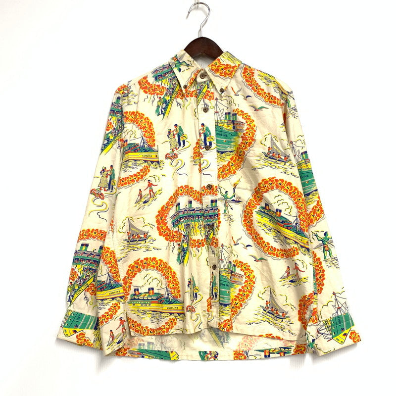 【中古品】【メンズ】 SUN SURF サンサーフ SS2483 LURLINE COTTON SHIRT ラーライン コットン シャツ トップス 長袖 145-260430-ya-09-izu サイズ：M カラー：アイボリー系 万代Net店