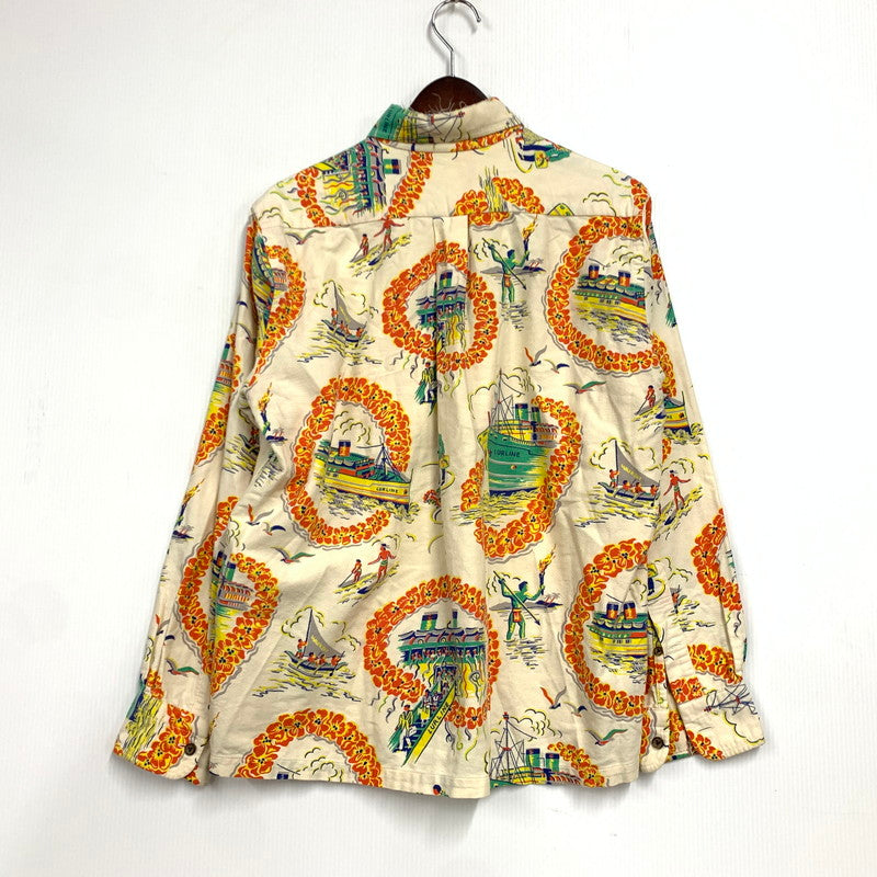 【中古品】【メンズ】 SUN SURF サンサーフ SS2483 LURLINE COTTON SHIRT ラーライン コットン シャツ トップス 長袖 145-260430-ya-09-izu サイズ：M カラー：アイボリー系 万代Net店